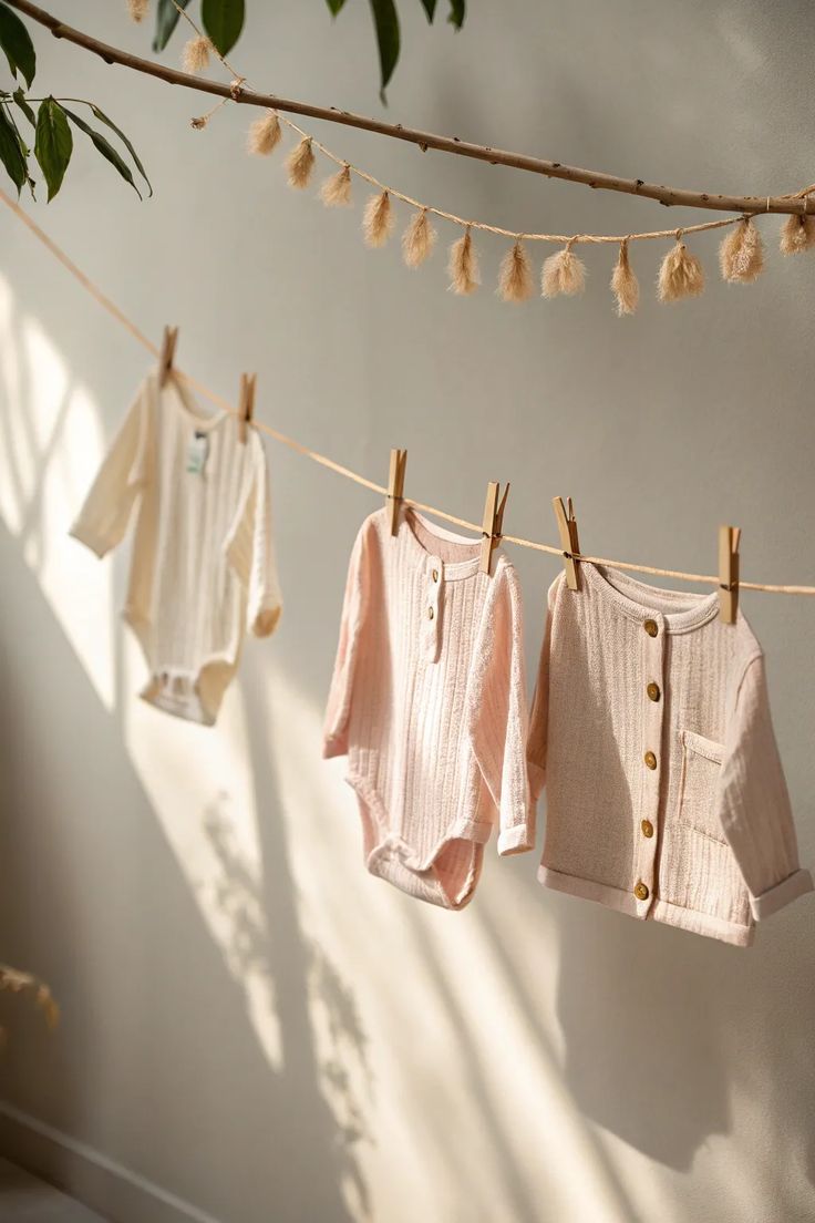 T-shirts d'enfants étendu sur un fil