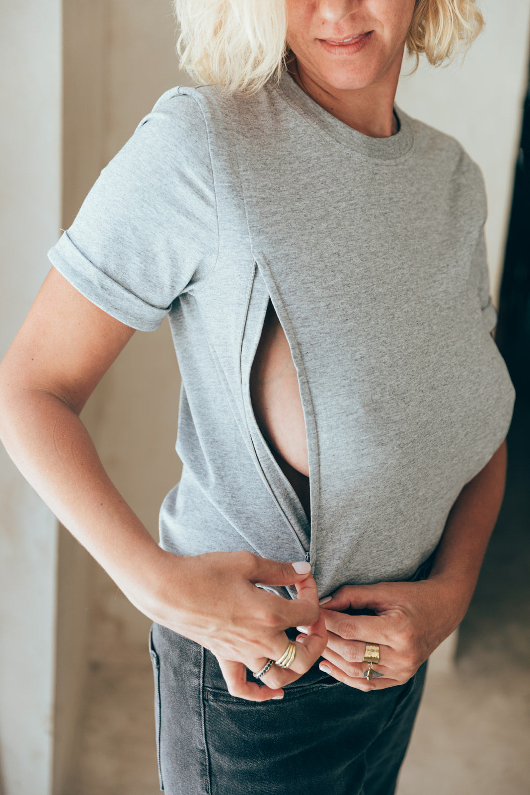 T-shirt d'allaitement GRIS 23 Mai Paris