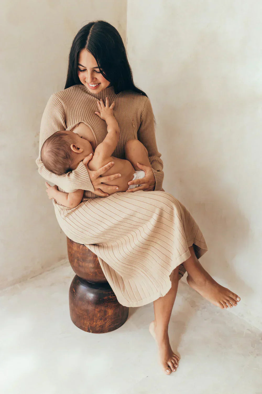 breastfeeding summer dresses Latched Mama Classic Cotton Nursing Dress The nursing zippers are cleverly concealed behind the chest ruffles and open wide to accommodate a variety of bust sizes Nursing Dresses | Shipped &