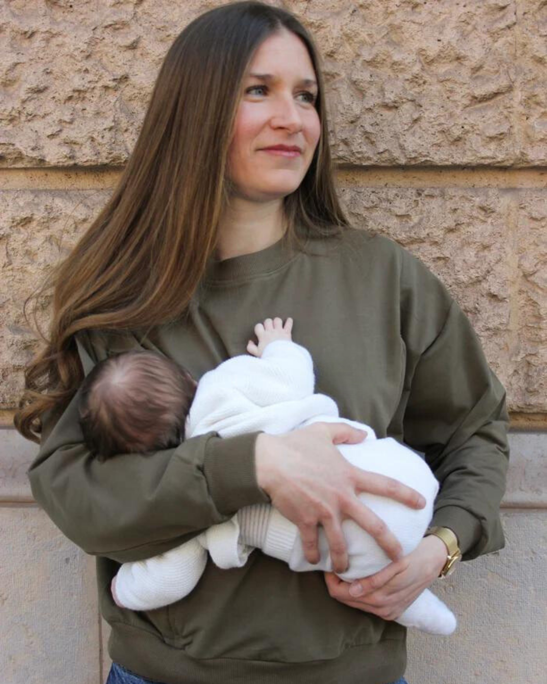 Sweat-shirt d'allaitement Kaki