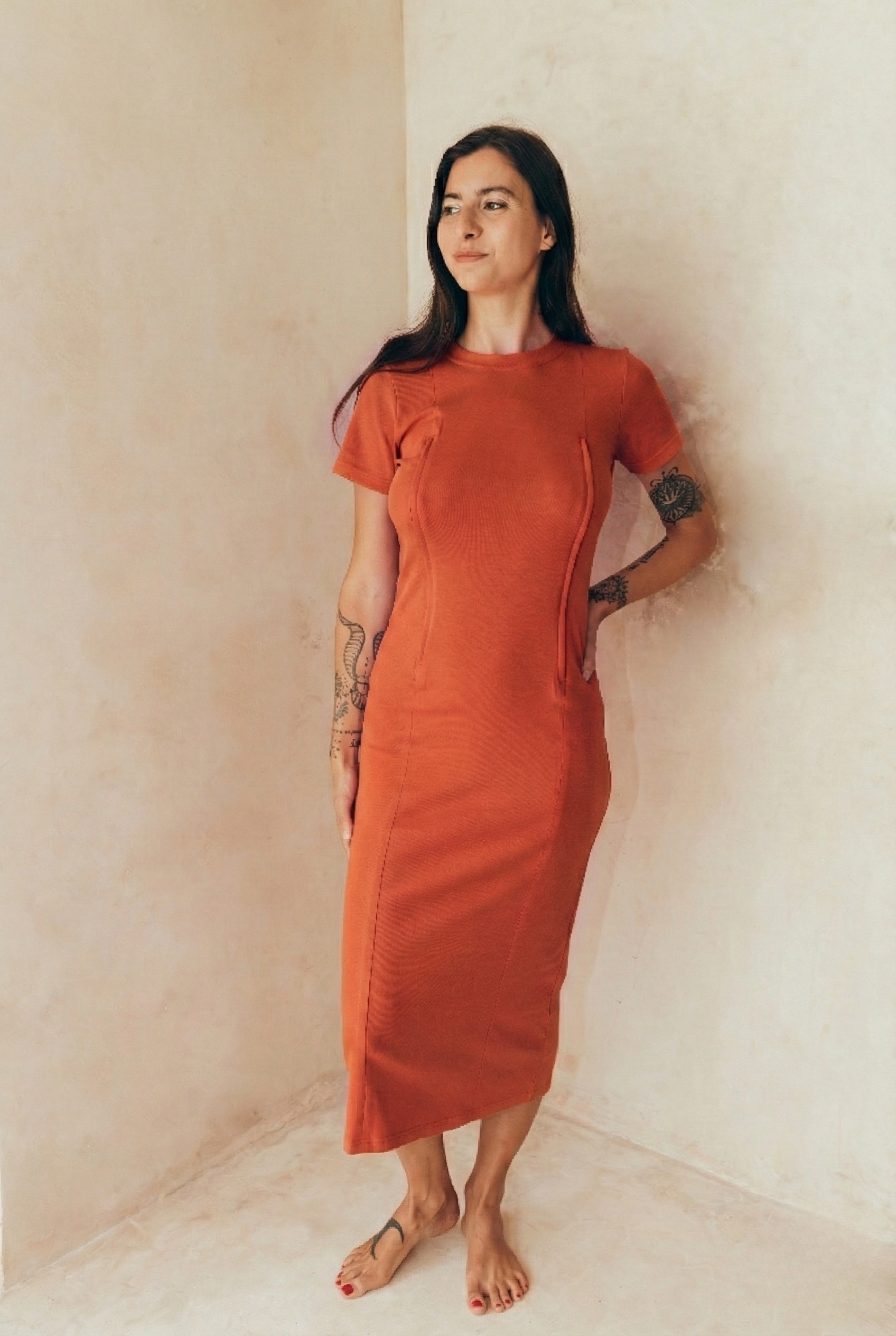 Robe d'allaitement TULUM brique