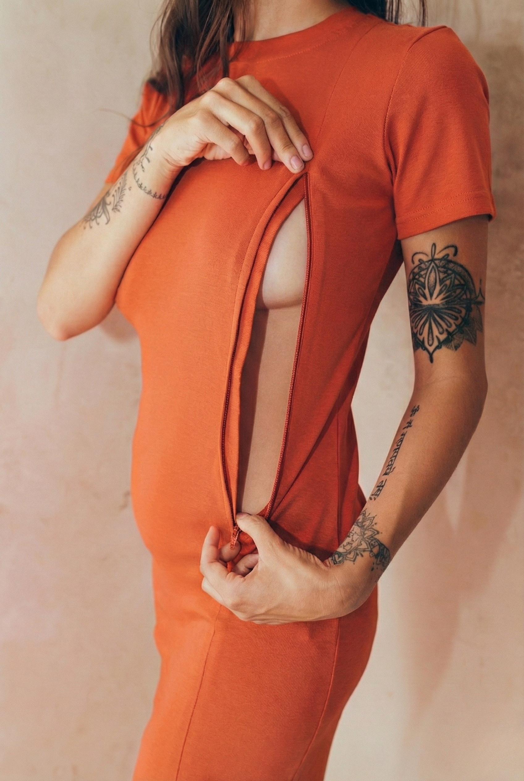 Robe d'allaitement TULUM brique