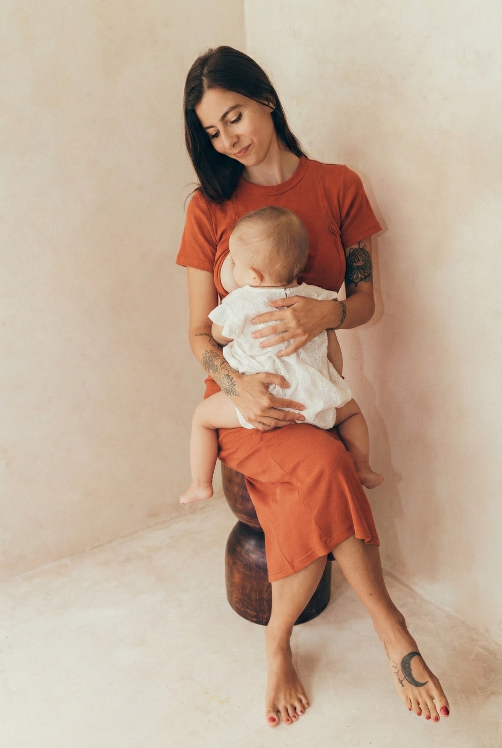 Robe d'allaitement TULUM brique