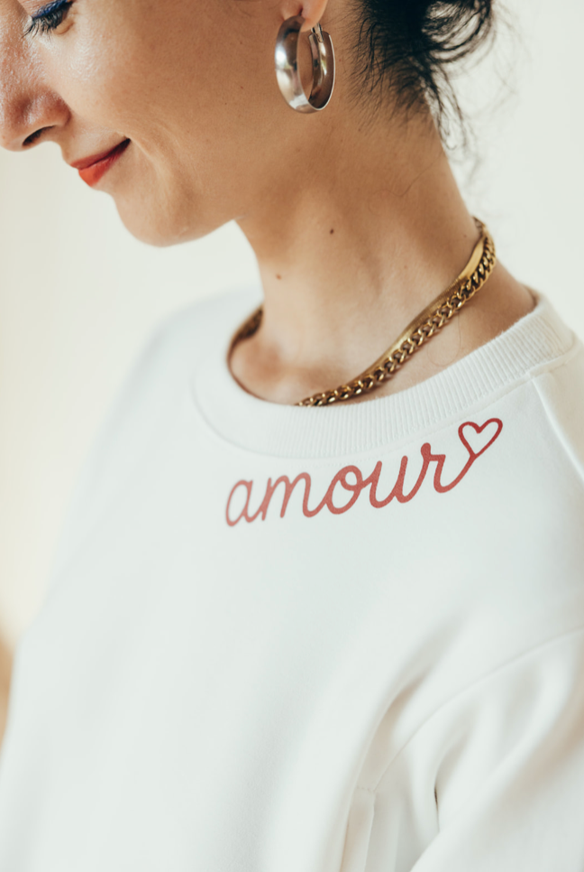 Sweat-shirt d'allaitement blanc AMOUR