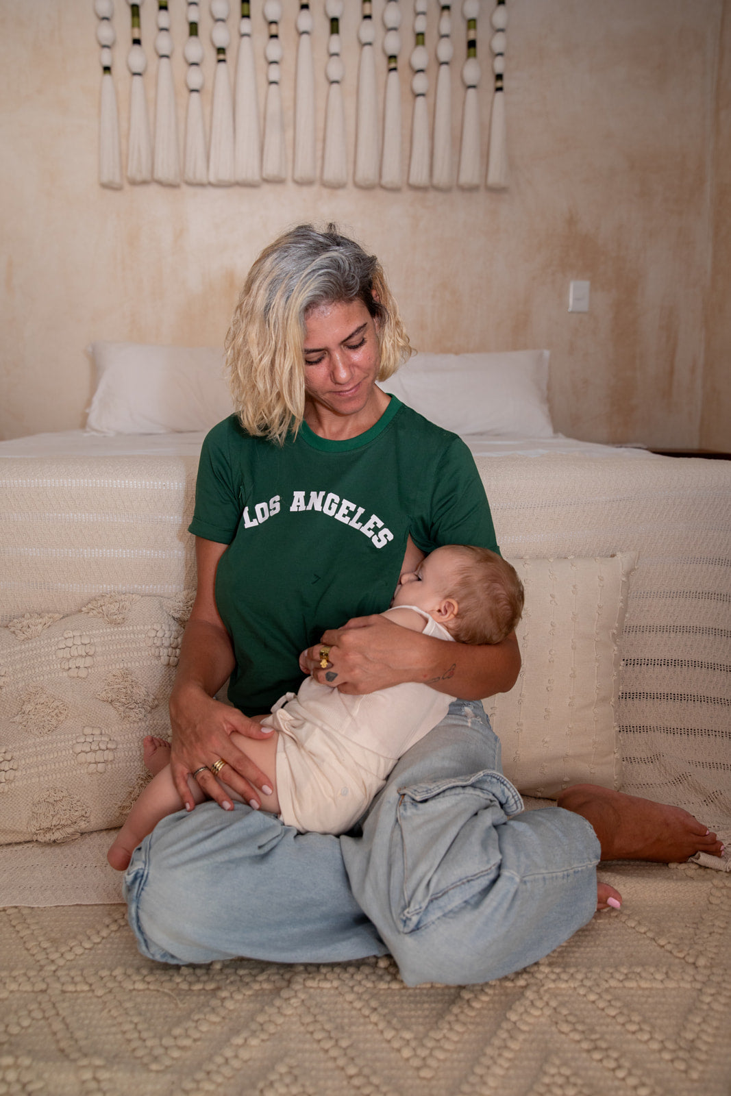 Breastfeeding t-shirt green LOS ANGELES