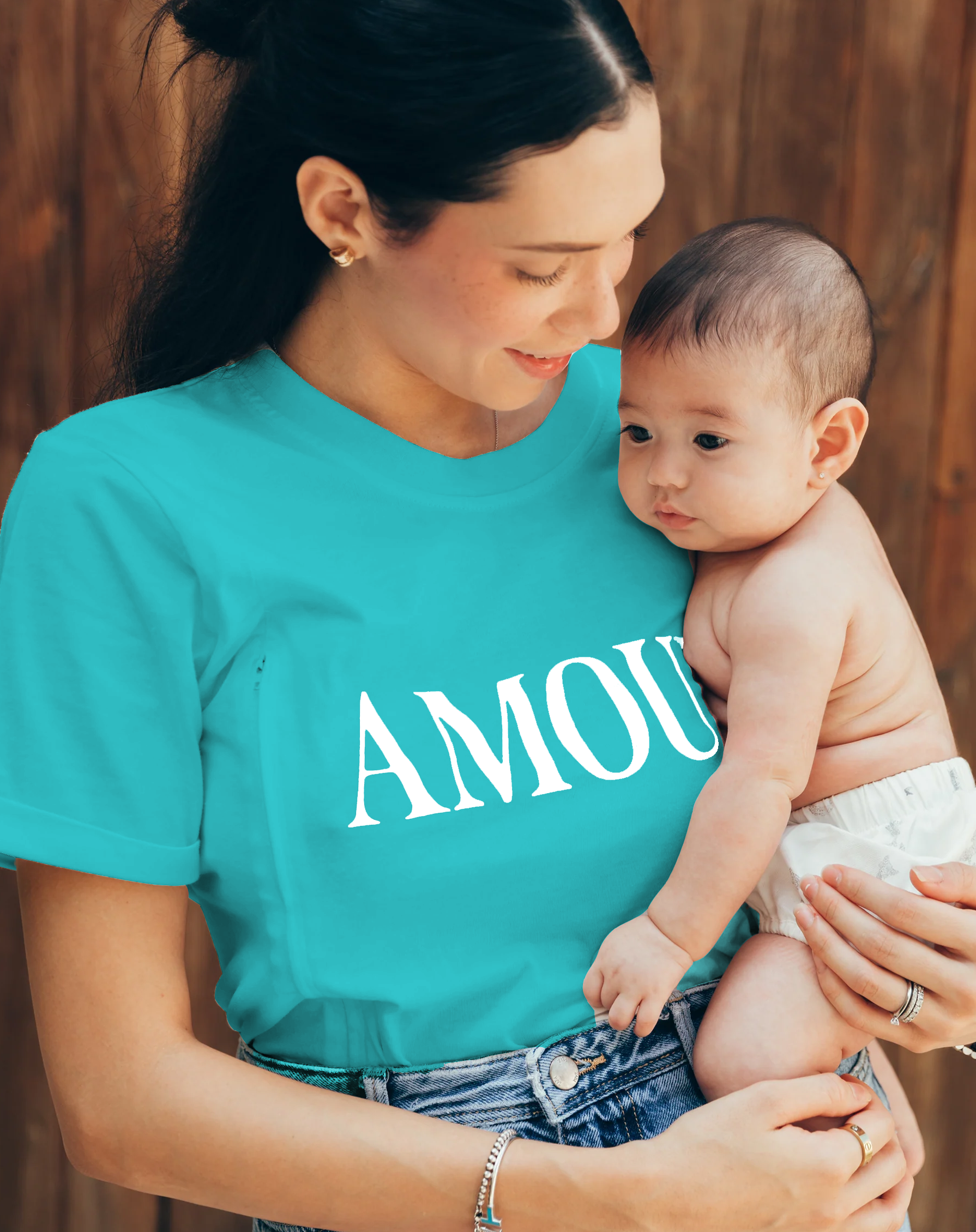 Breastfeeding t-shirt AMOUR turquoise