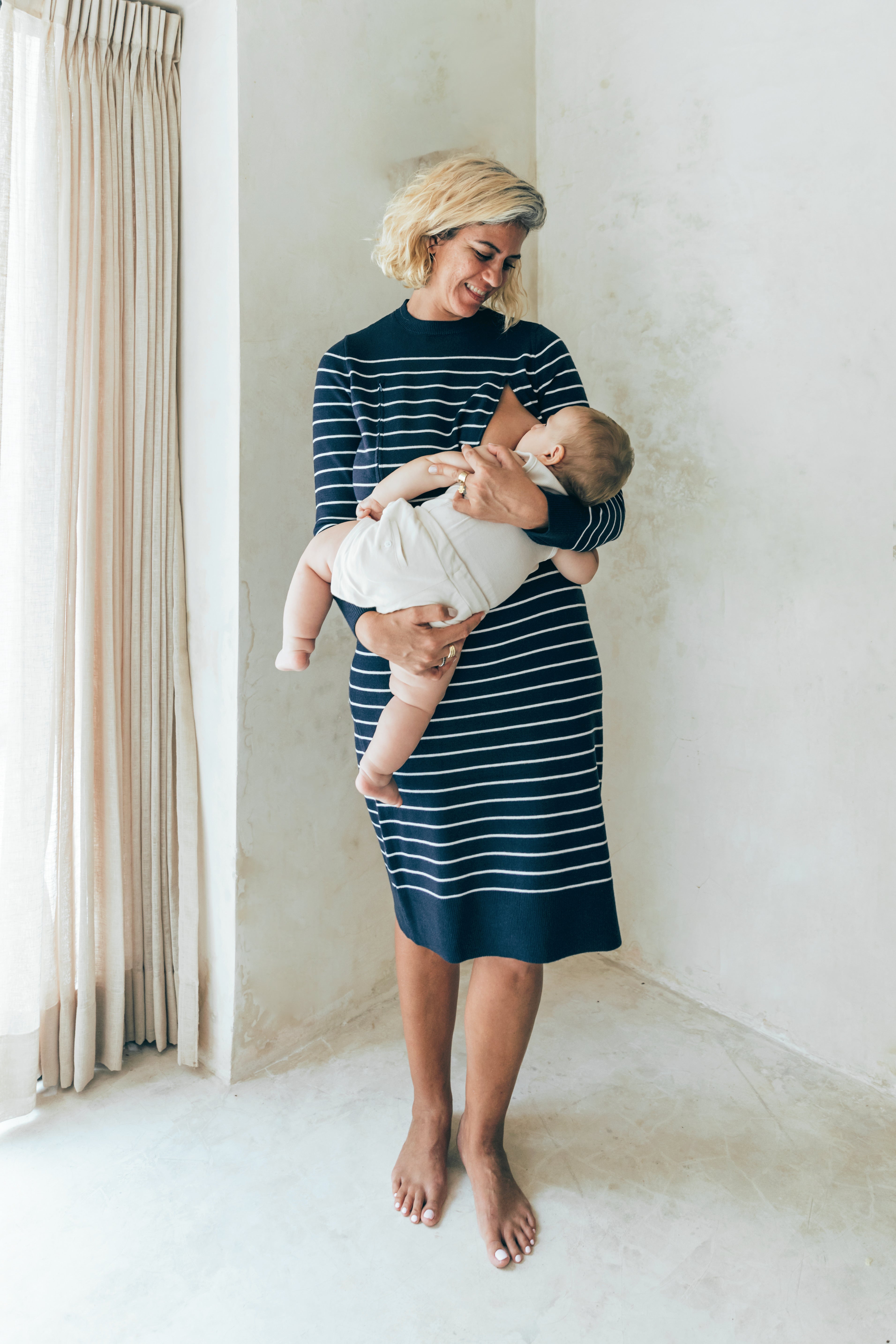 Robe d'allaitement maille marinière