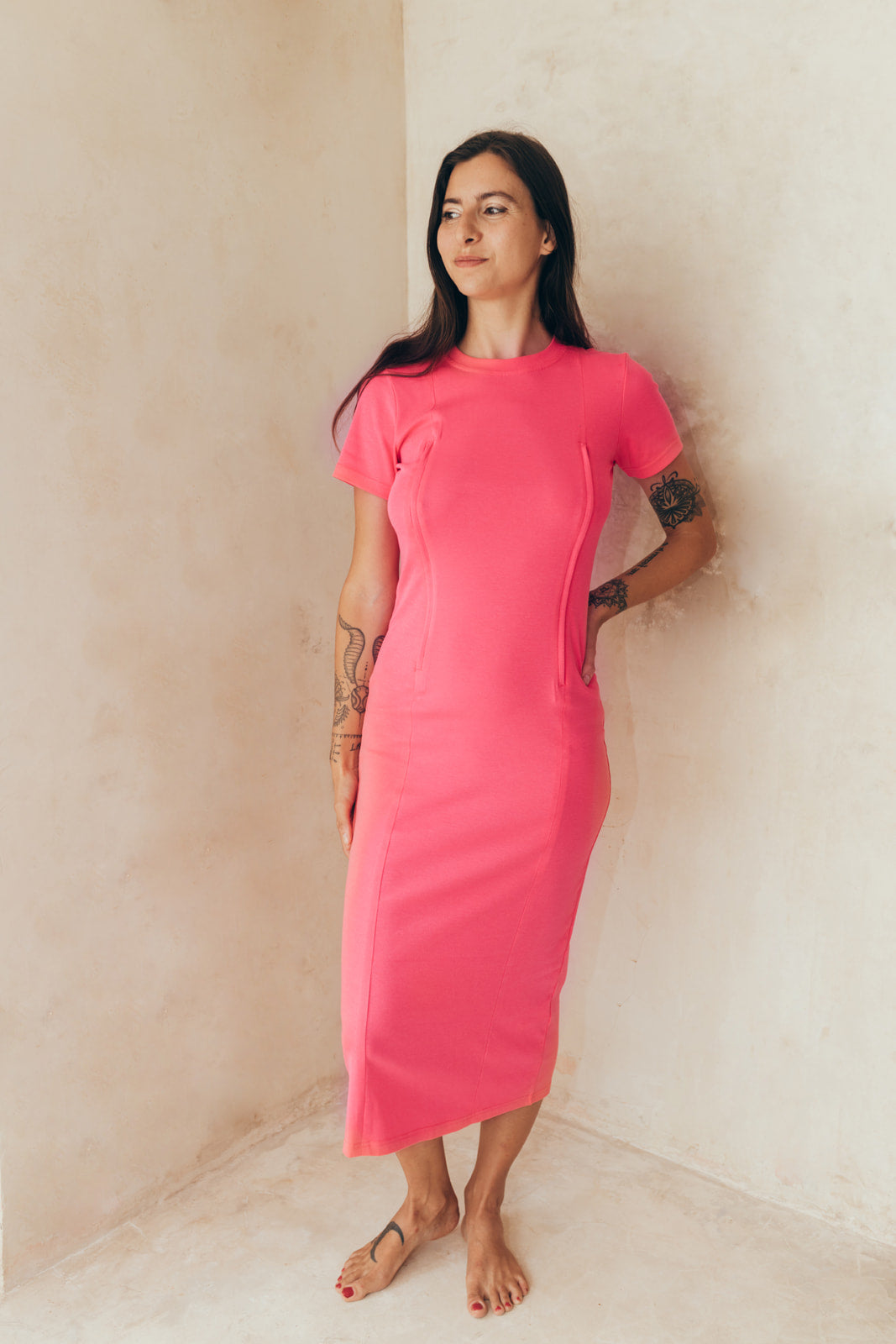 Breastfeeding dress TULUM pink