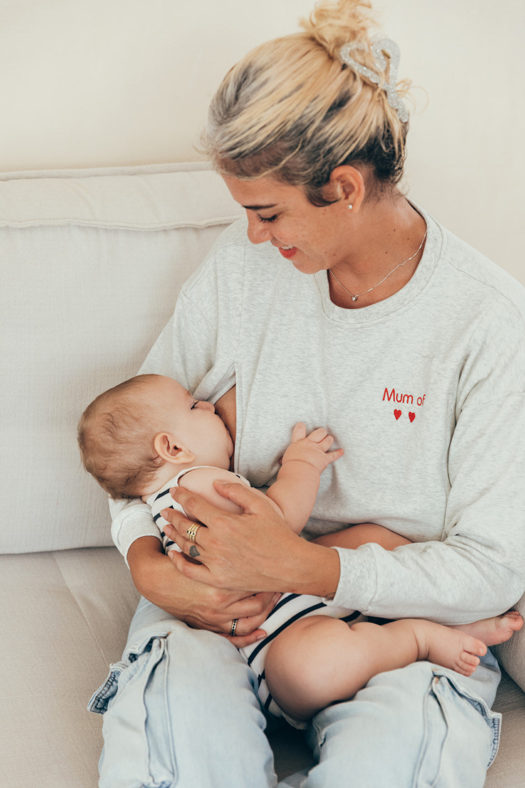 Sweat-shirt d'allaitement gris #MOMMY