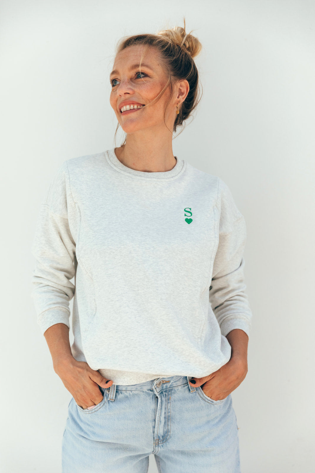 Sweat-shirt d'allaitement gris LUCKY CHARM
