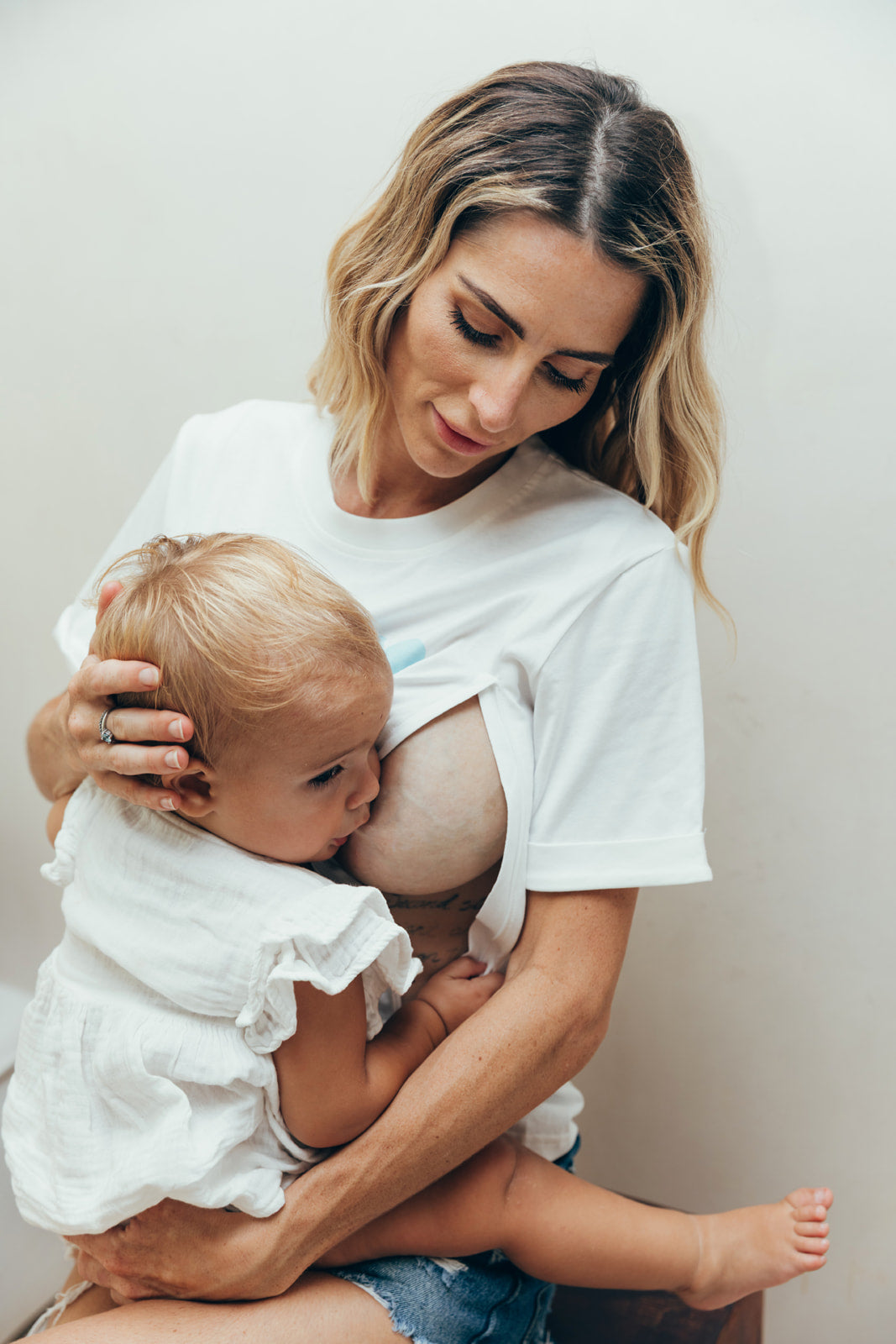 Breastfeeding t-shirt COEURS blue