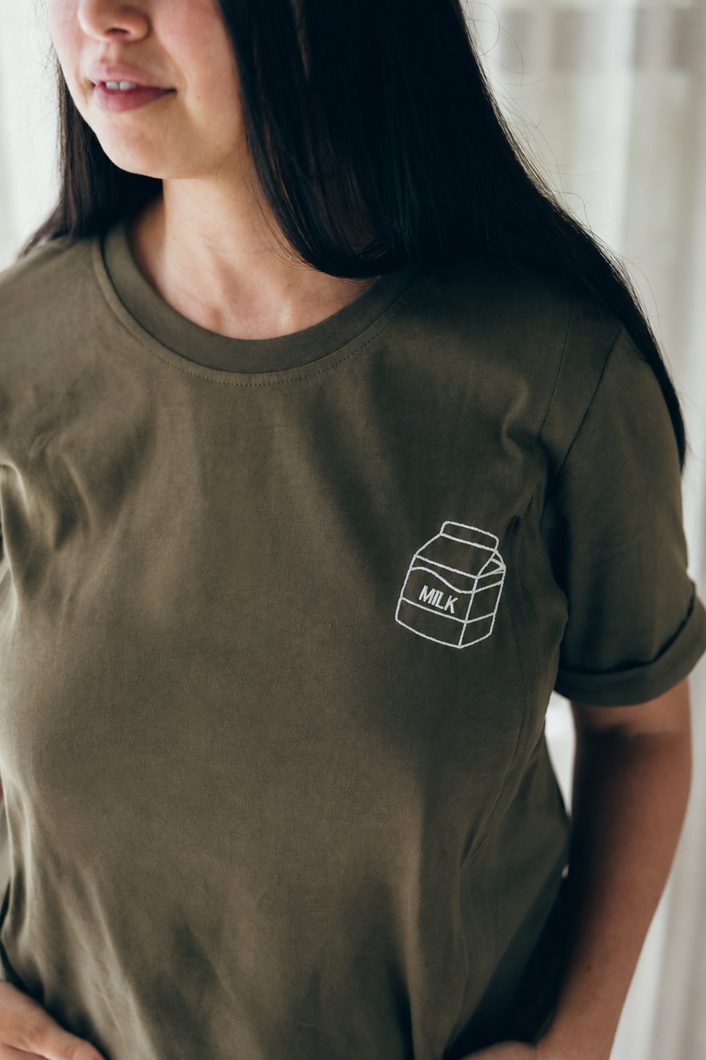 T-shirt d'allaitement olive MILK BOX
