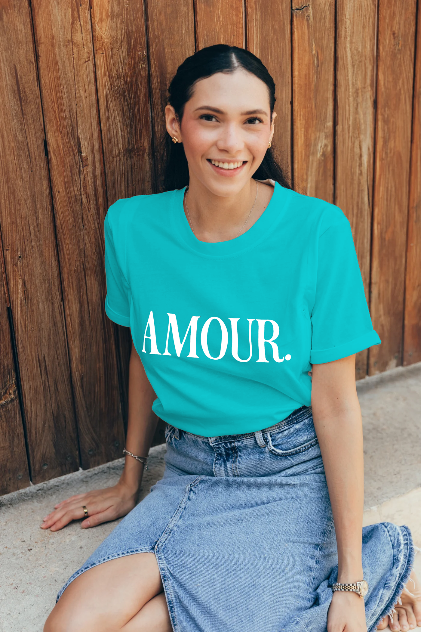 Breastfeeding t-shirt AMOUR turquoise