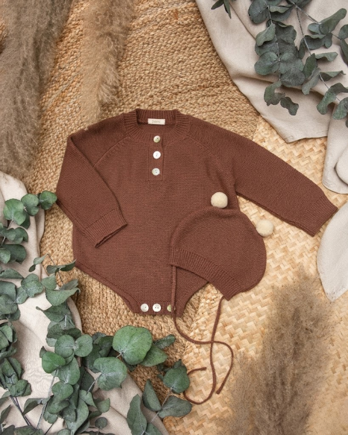 Brown knit romper