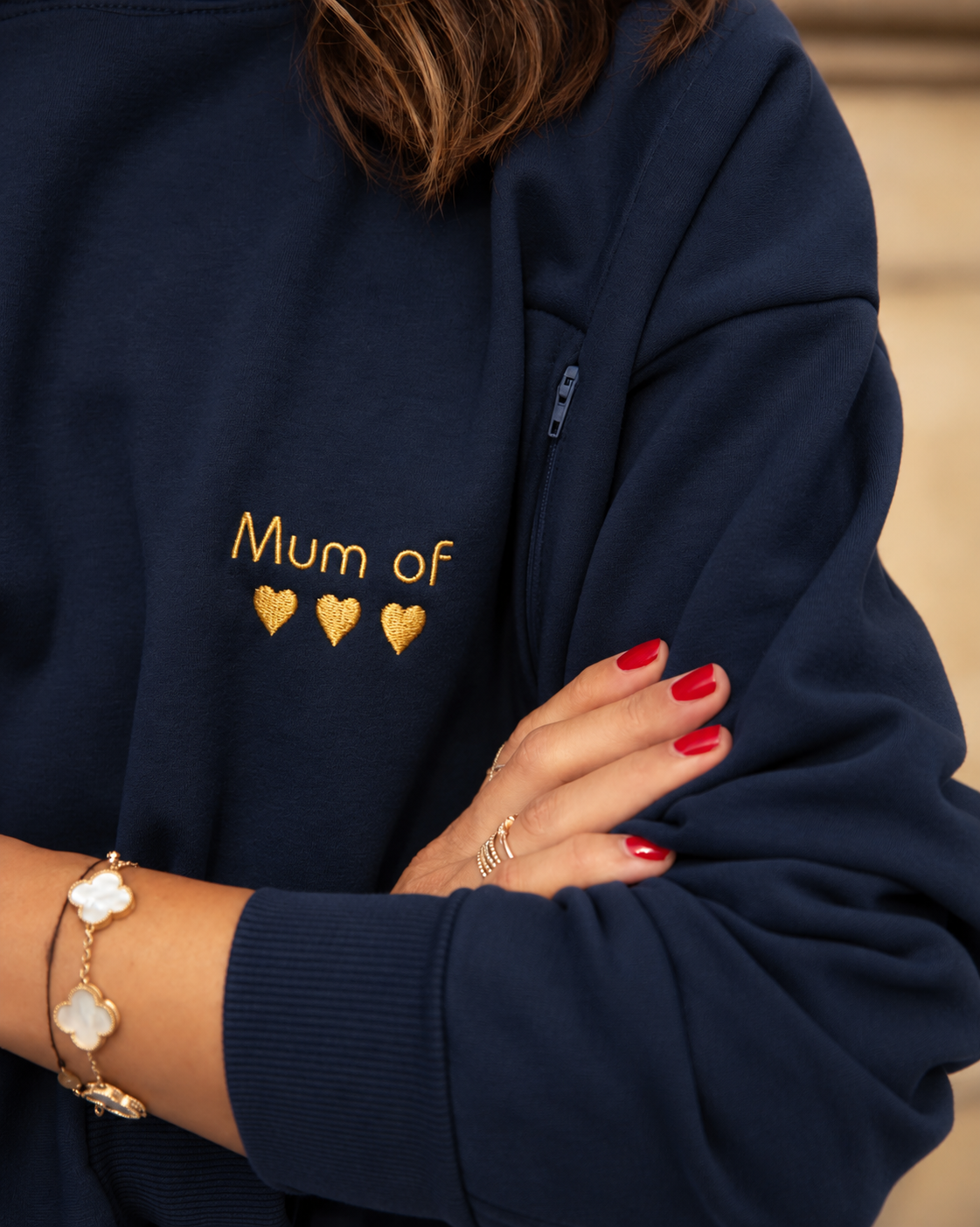 Still-Sweatshirt in Marineblau #MOMMY