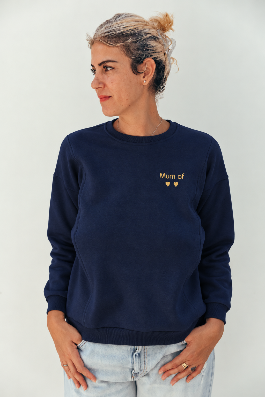 Still-Sweatshirt in Marineblau #MOMMY