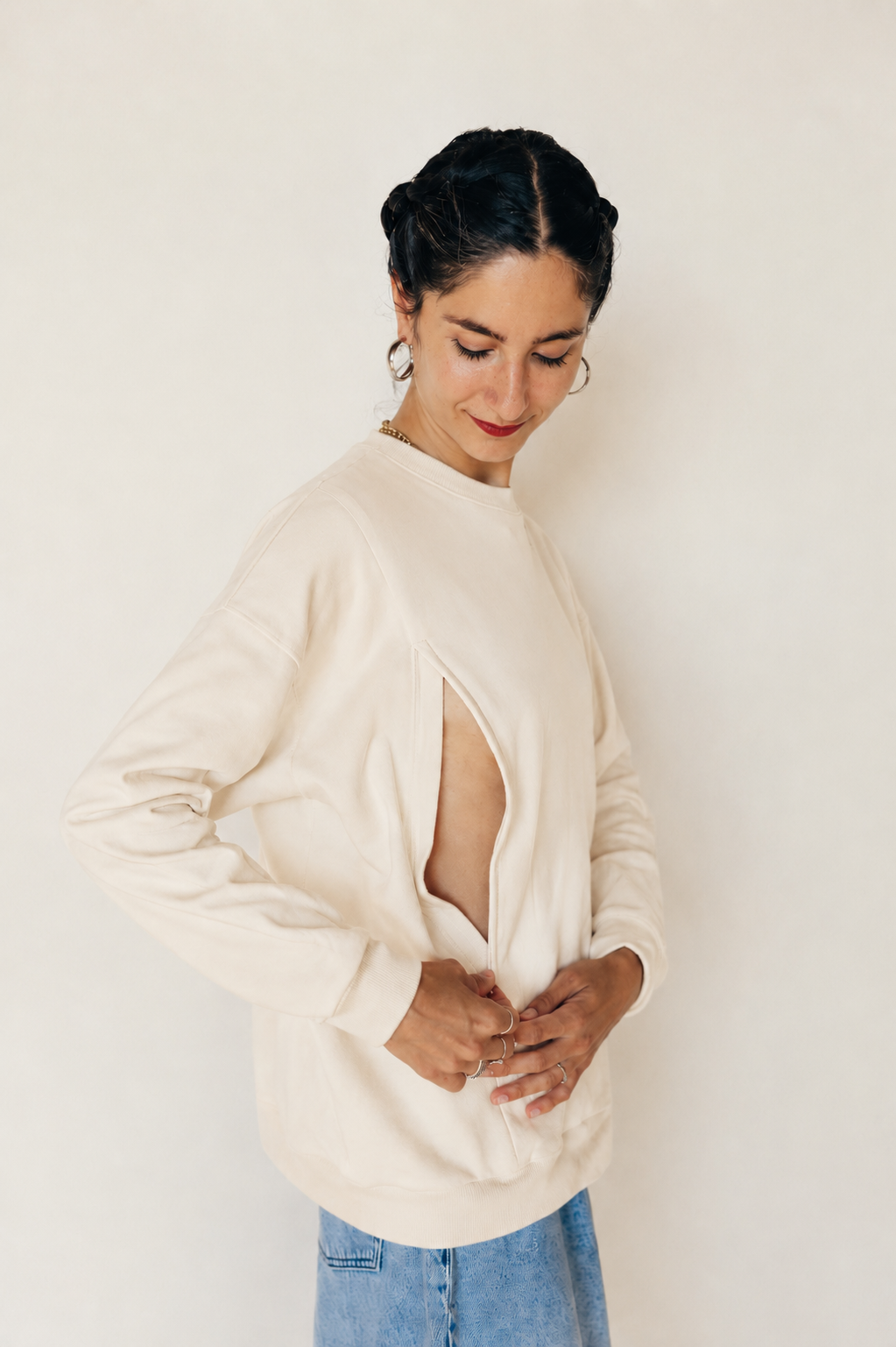 Ouverture zip sweat beige Amour