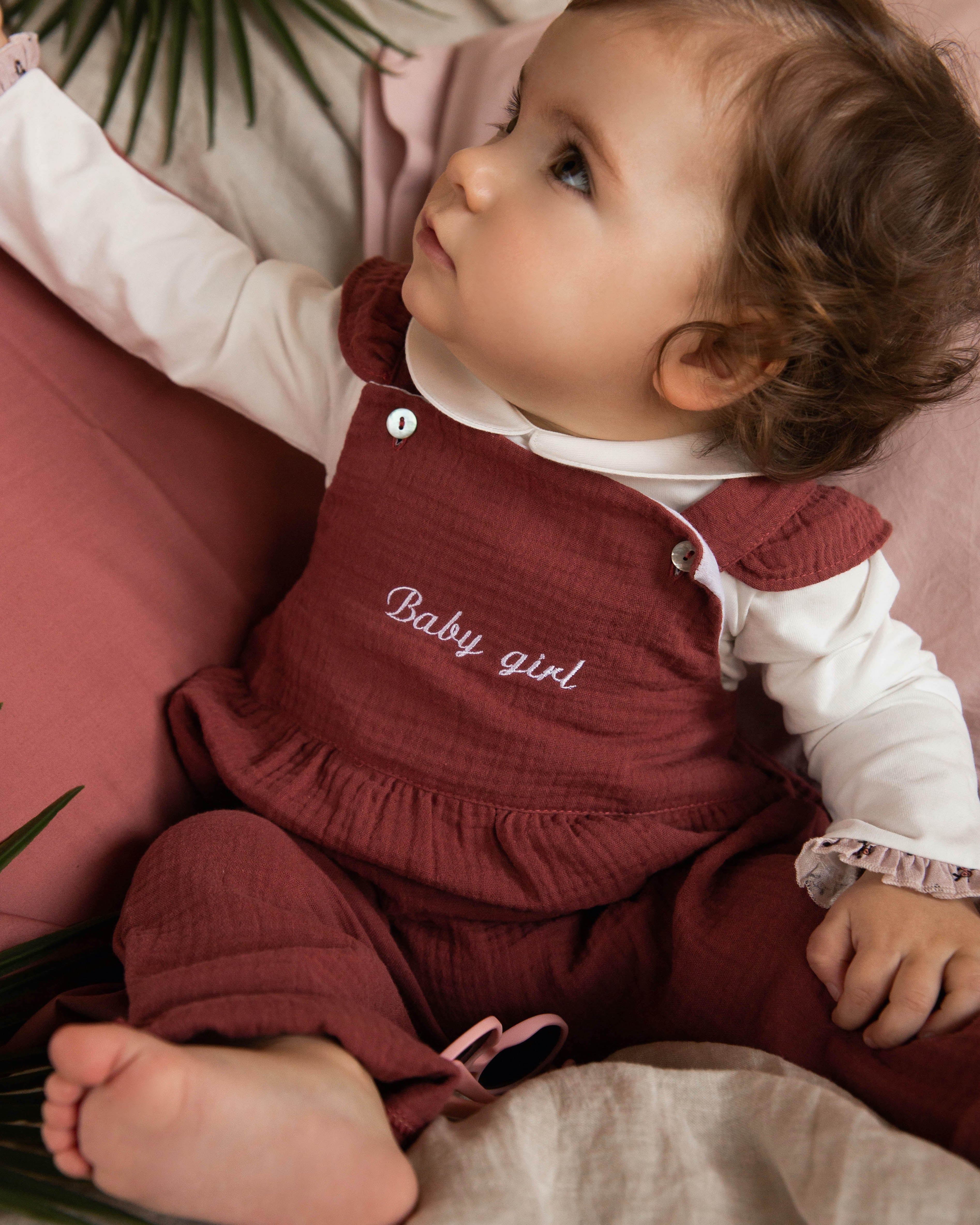 Salopette gaze bois de rose