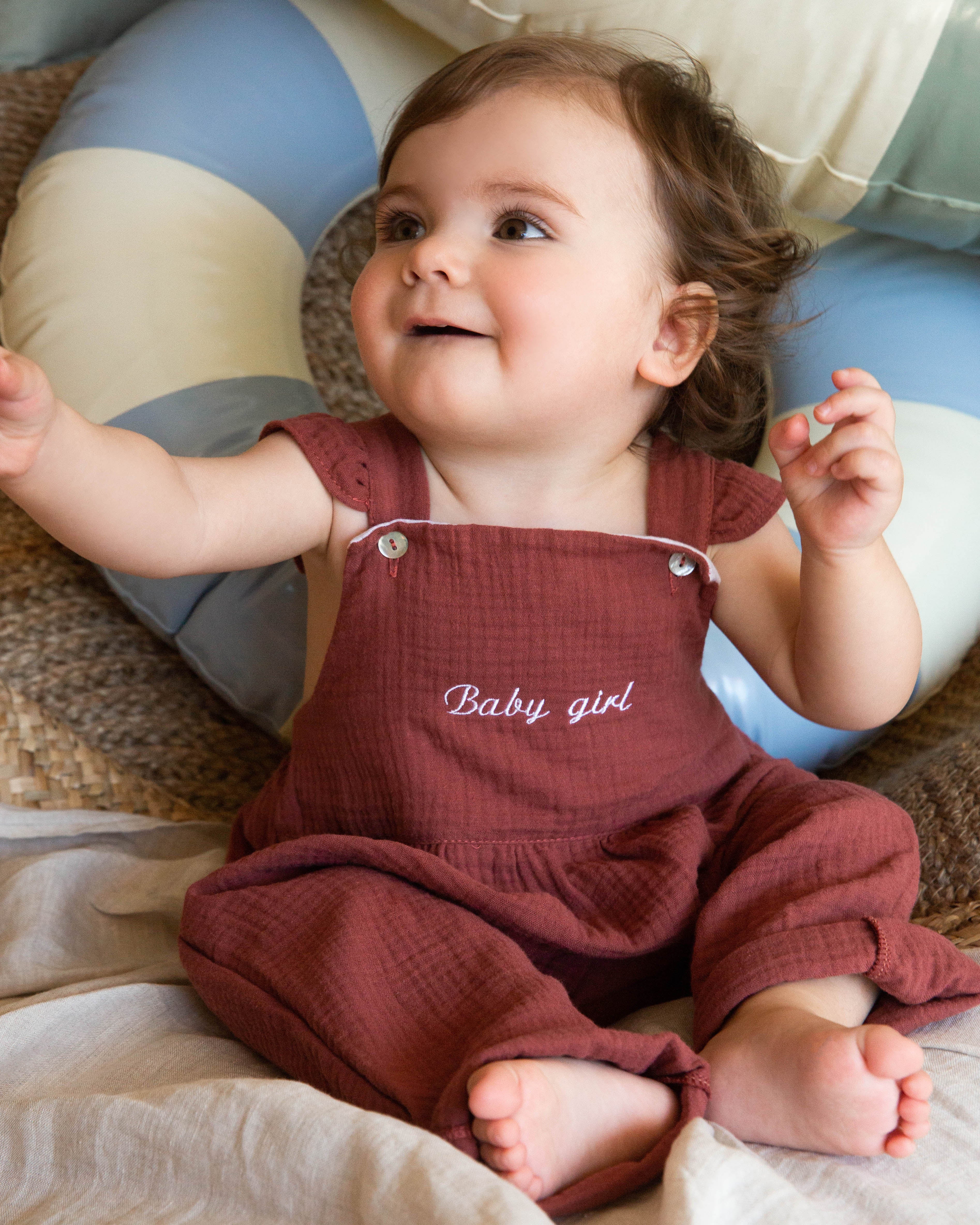 Salopette gaze bois de rose