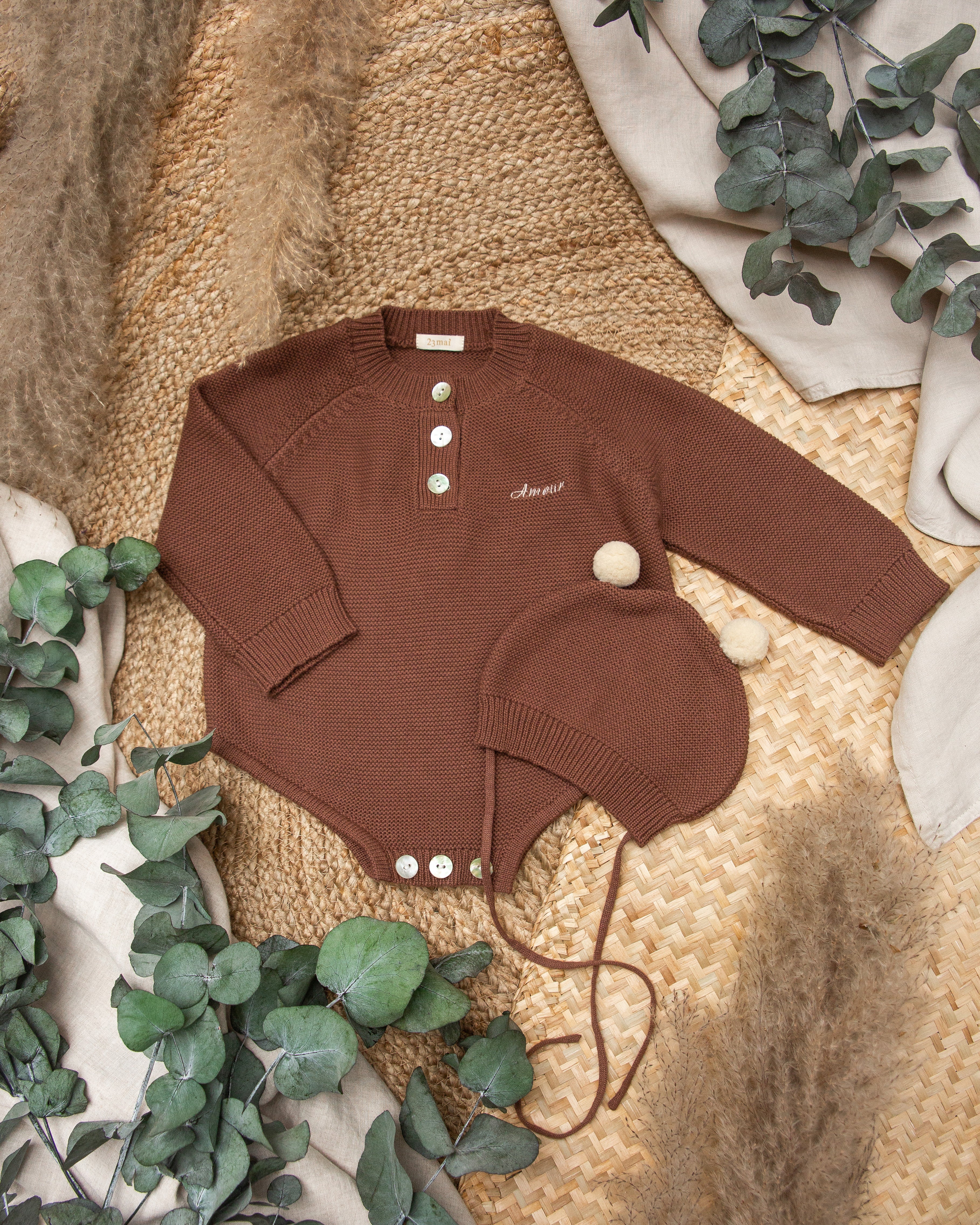 Brown romper knit