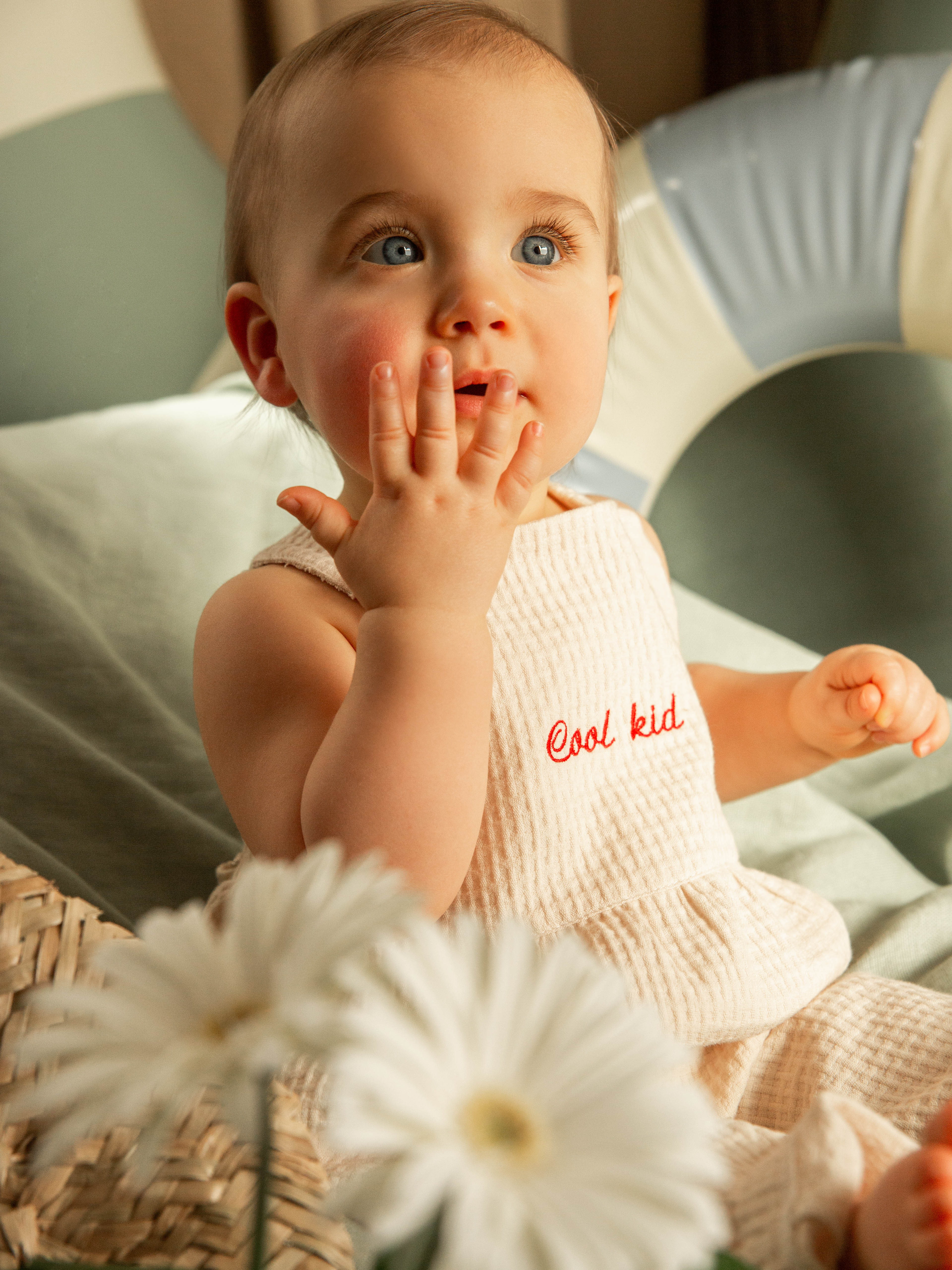 Unisex ecru gauze overalls