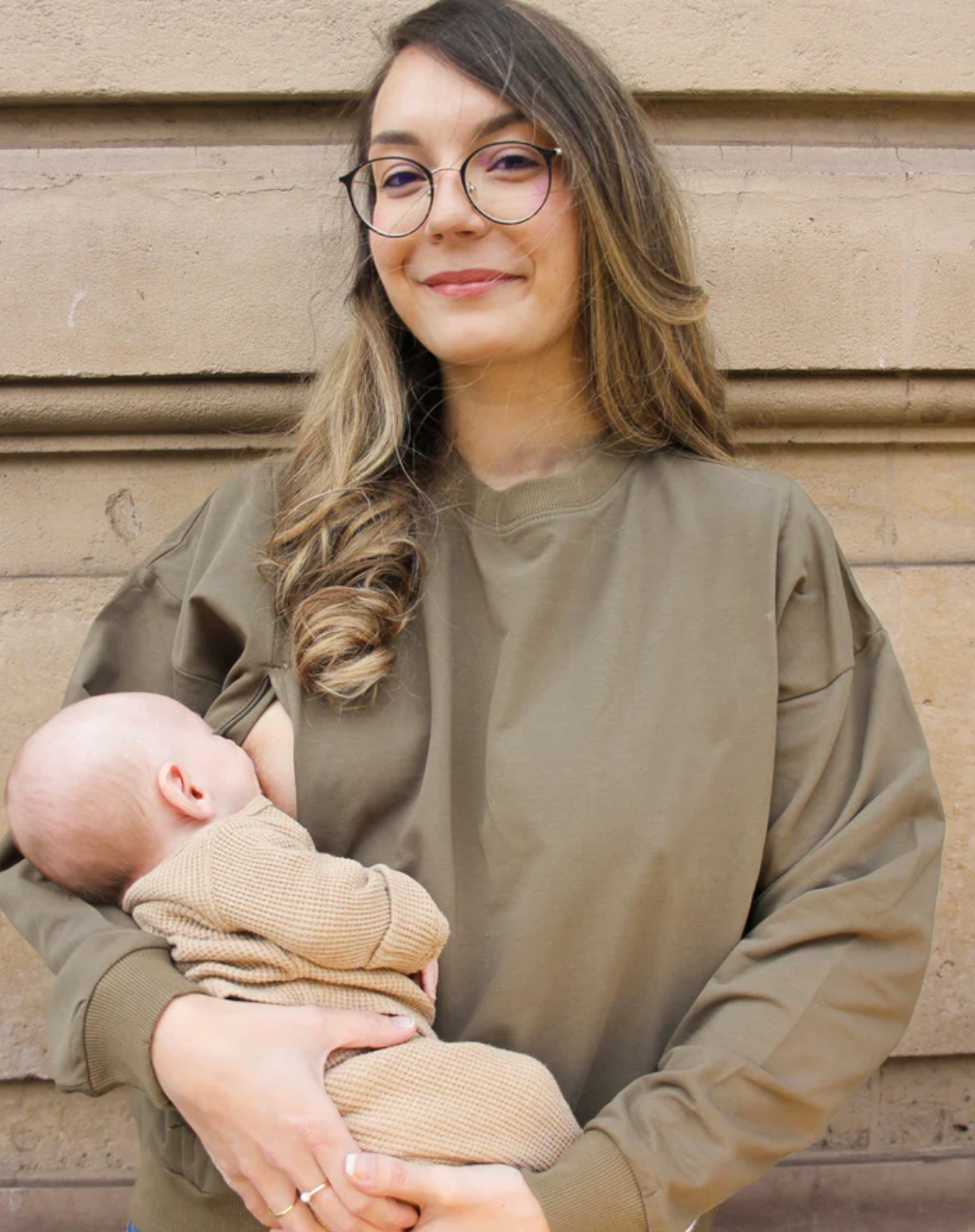 Sweat-shirt d'allaitement Kaki