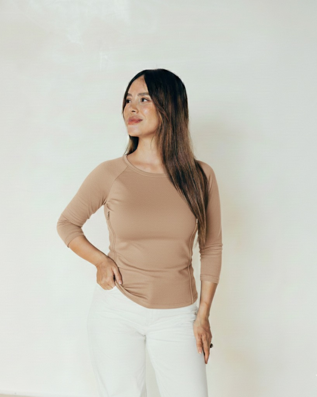 Breastfeeding t-shirt sleeves) - Taupe