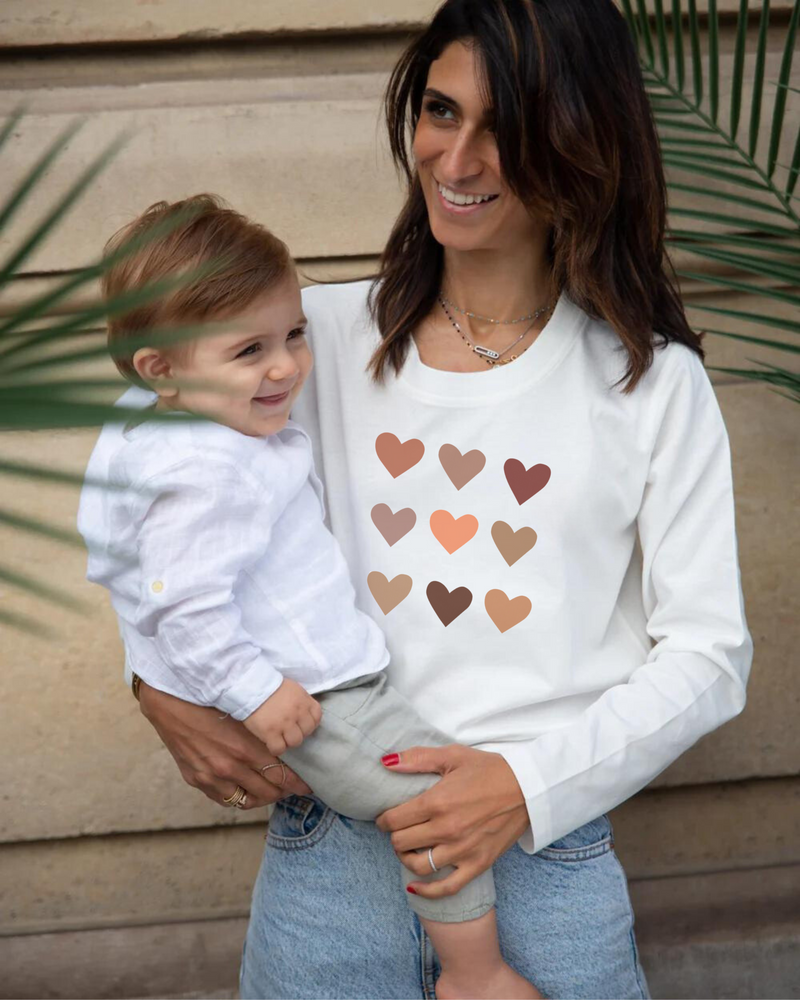 T-shirt blanc manches longues d'allaitement