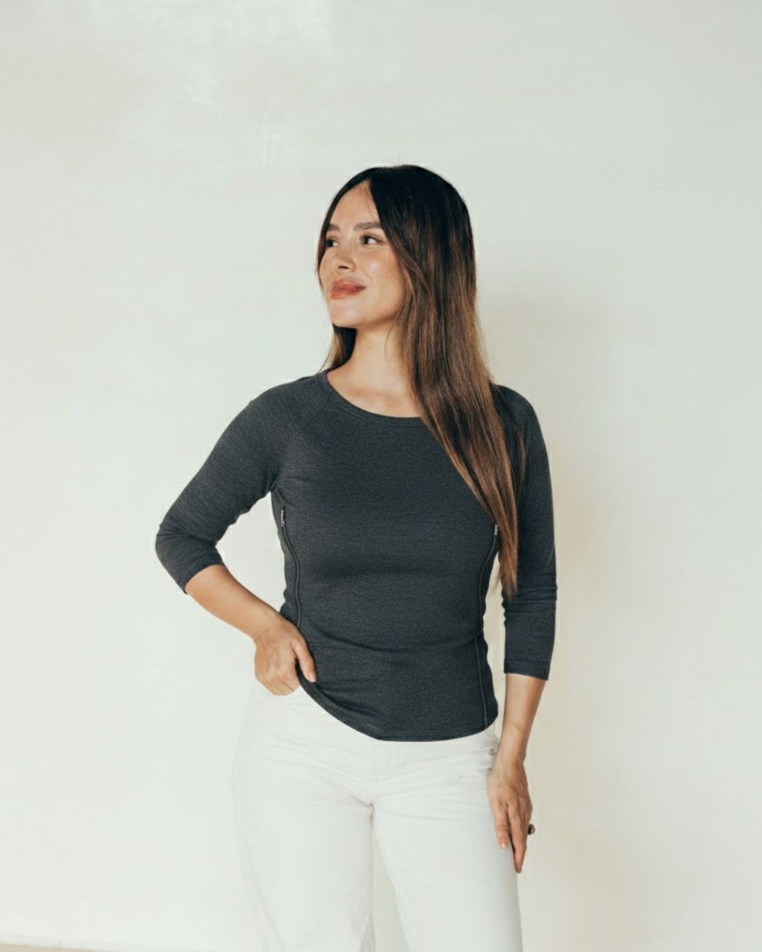 T-shirt d'allaitement 3/4 GRIS