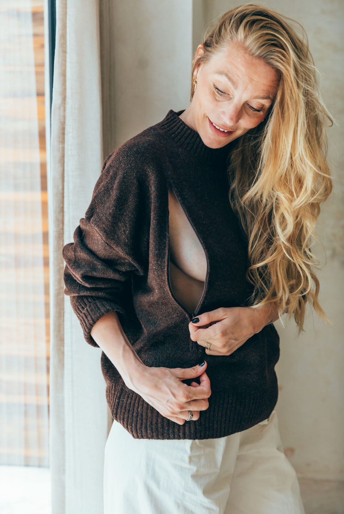 Pull d'allaitement marron ASSIA