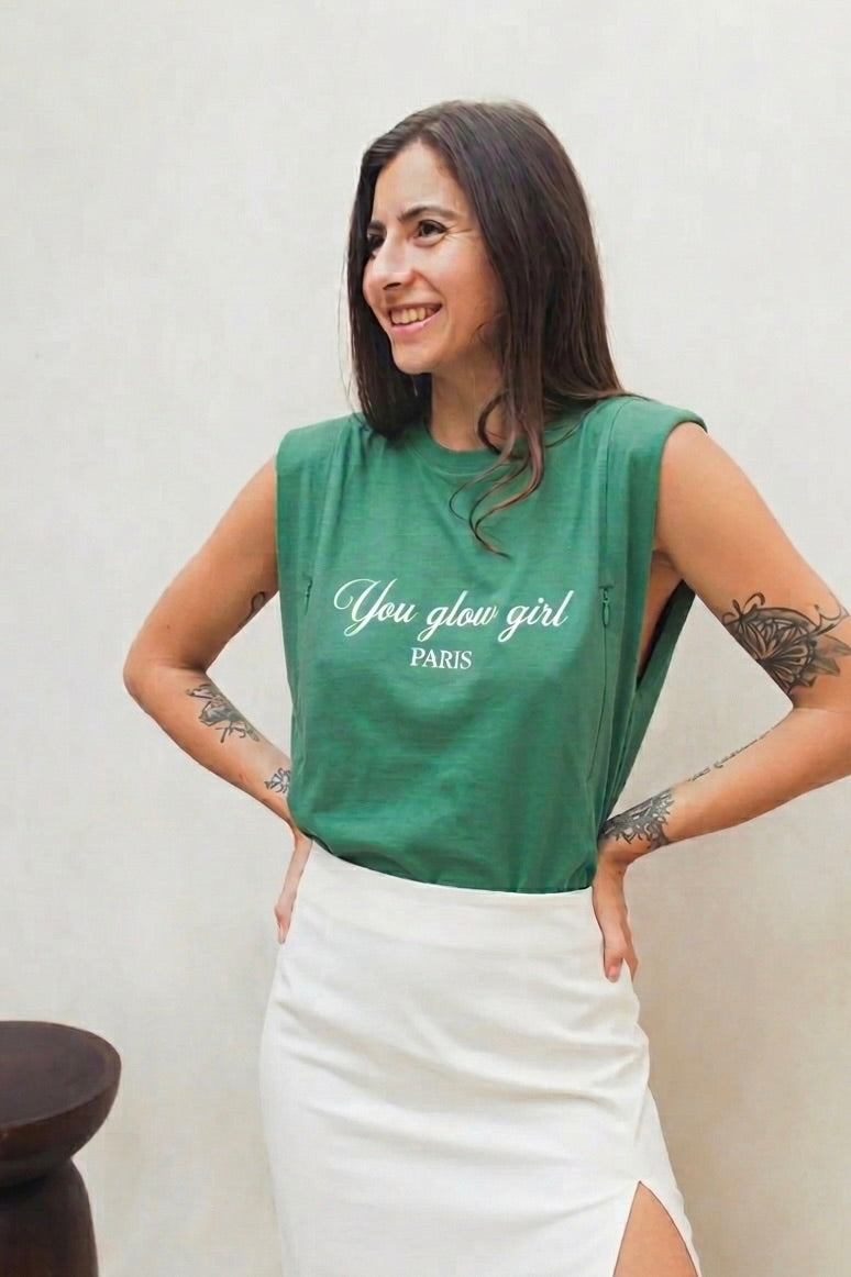 GLOW Green Nursing Tank Top