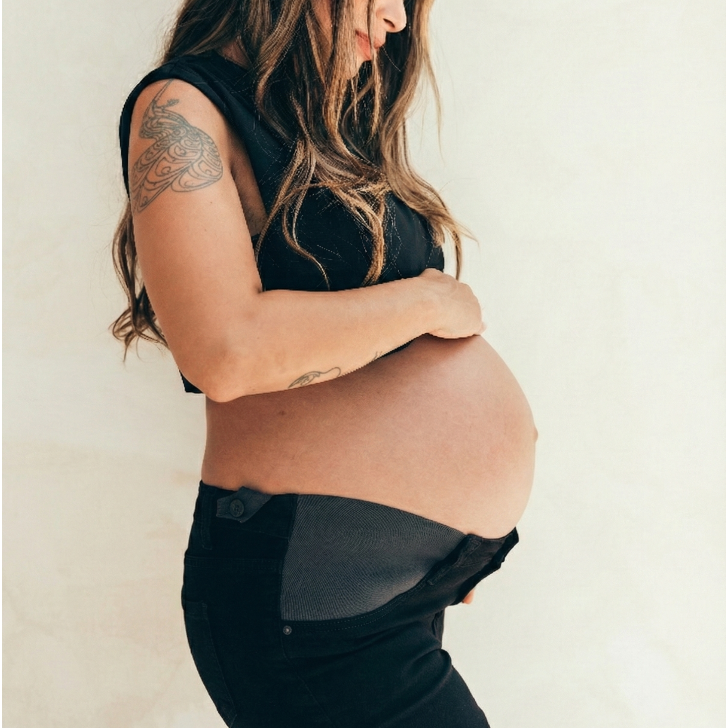 Jeans de maternité noir réglable