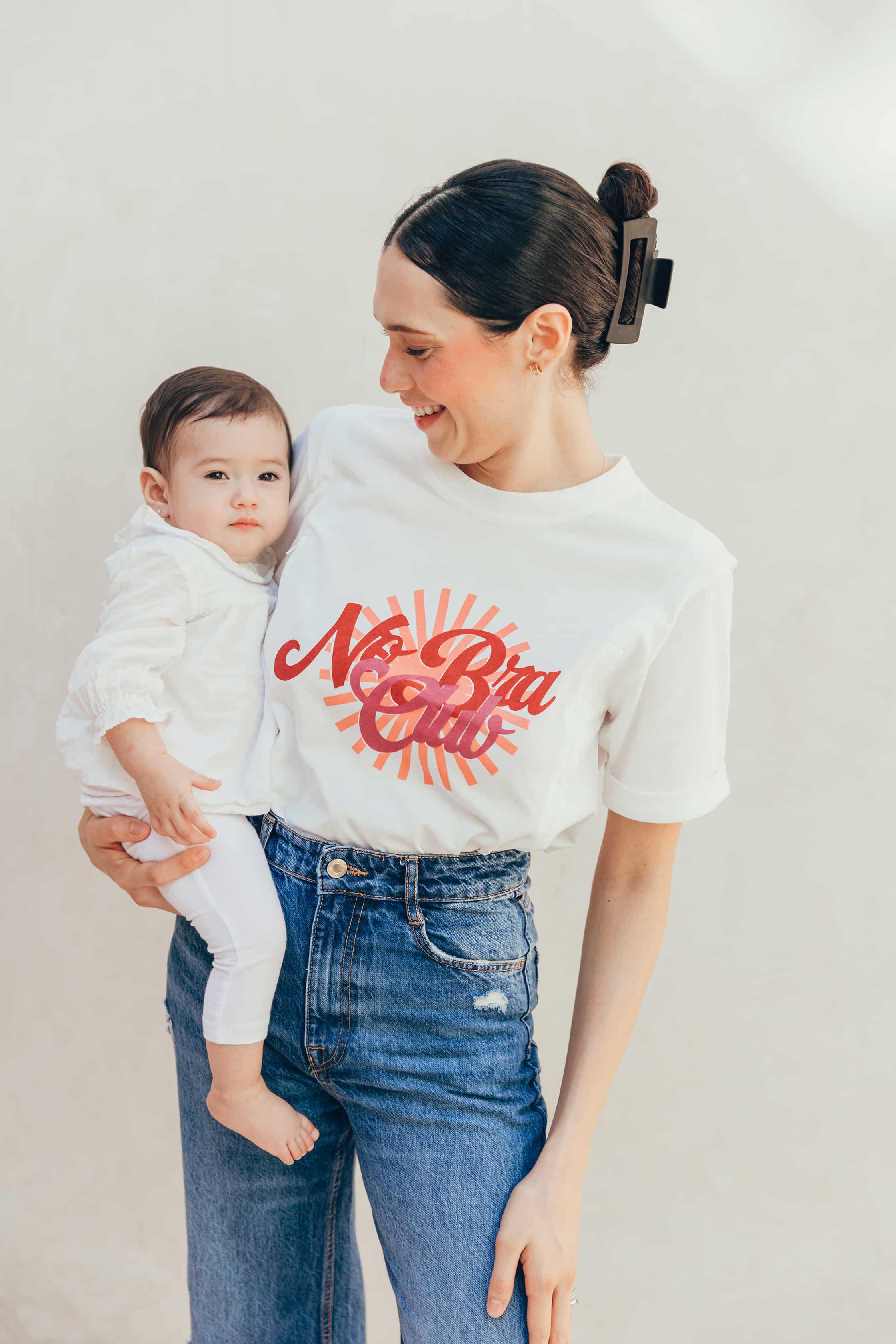 Close-up of breastfeeding t-shirt