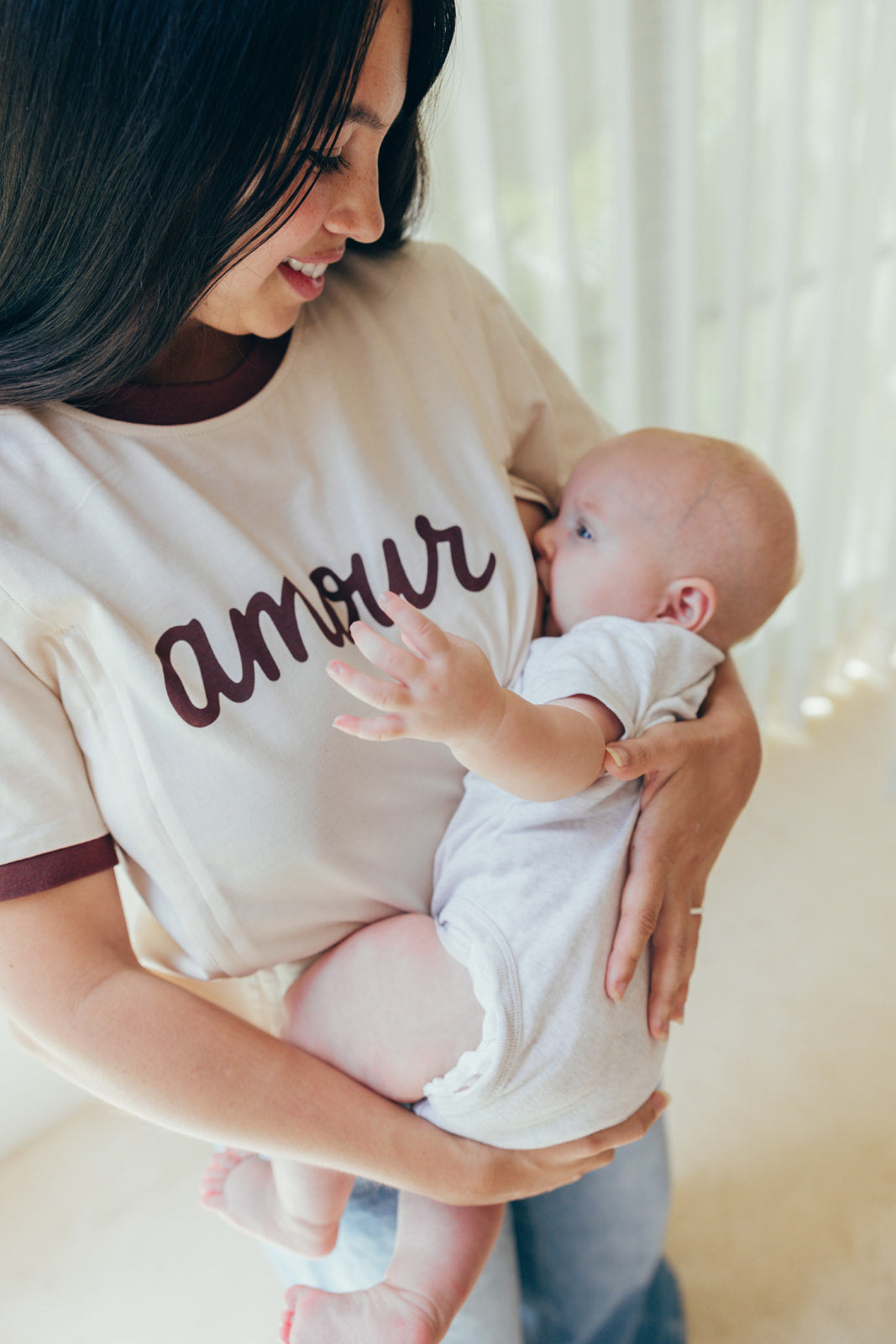 T-shirt d'allaitement marron BICOLORE AMOUR