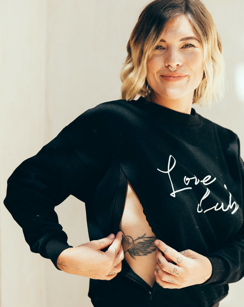 Sweat-shirt LOVE CLUB d'allaitement noir