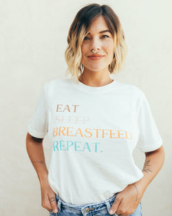 T-shirt d'allaitement imprimé eat sleep breatsfeed repeat