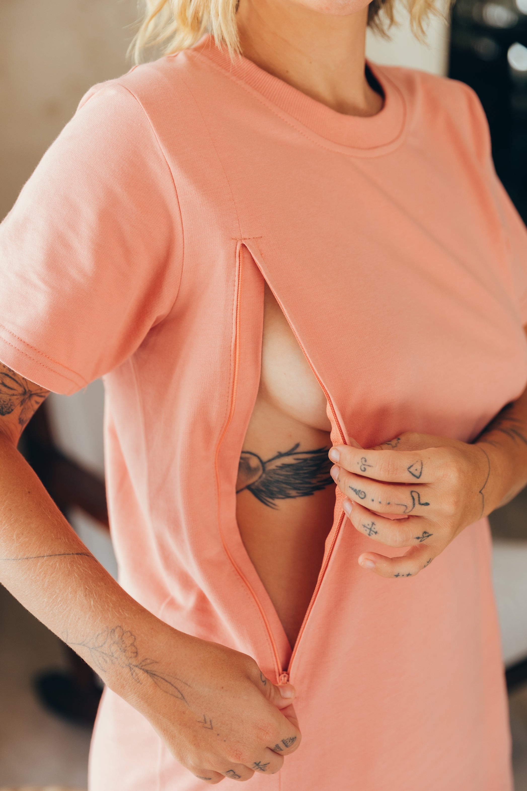 Chemise de nuit d'allaitement Rose