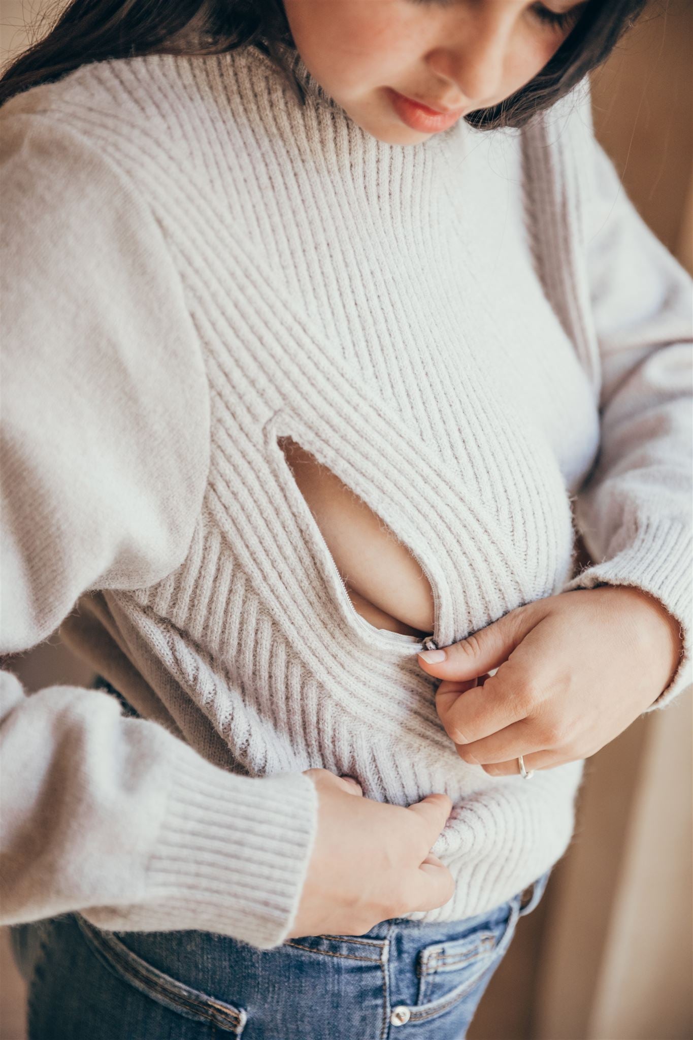 Pull d'allaitement gris ALMA