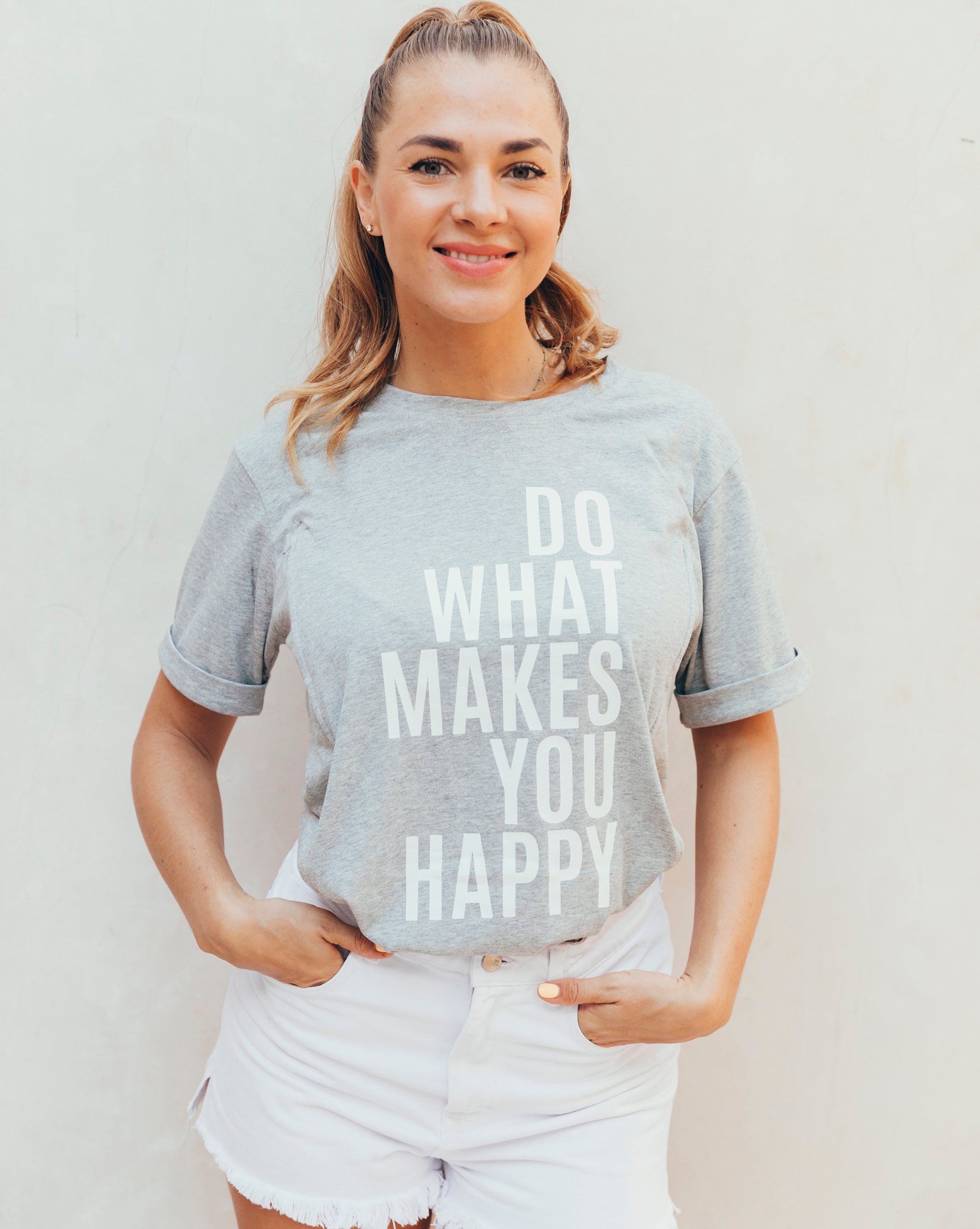 be happy grey tshirt