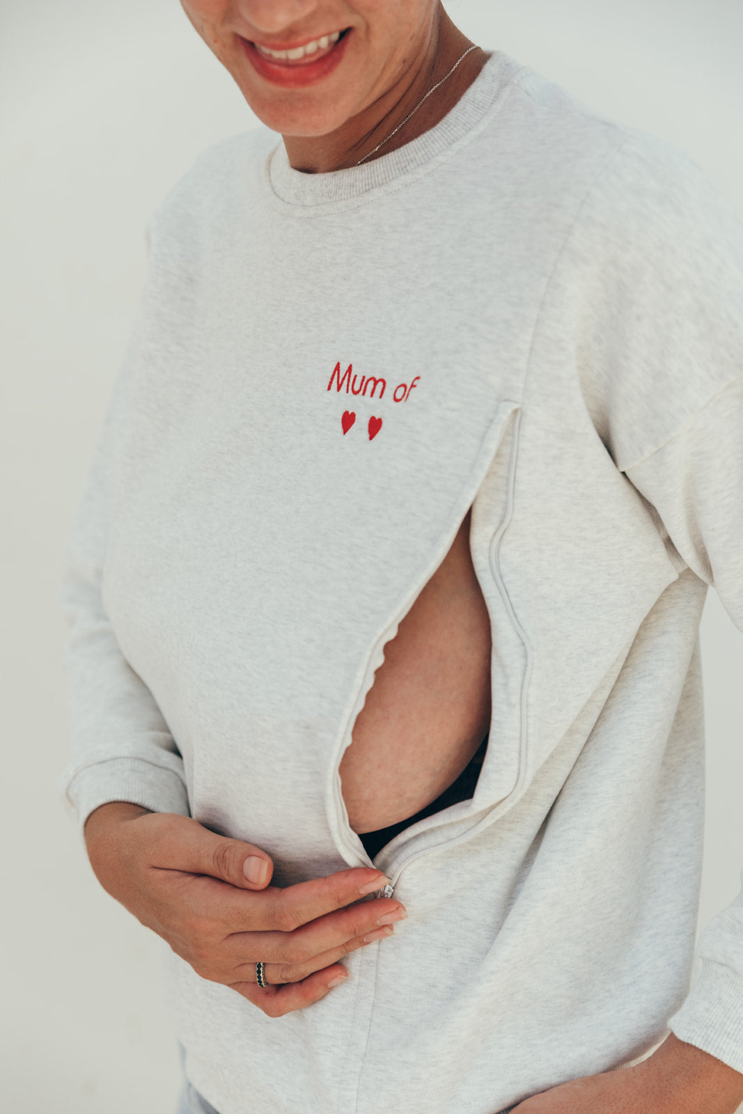 Sweat-shirt d'allaitement gris  #MOMMY