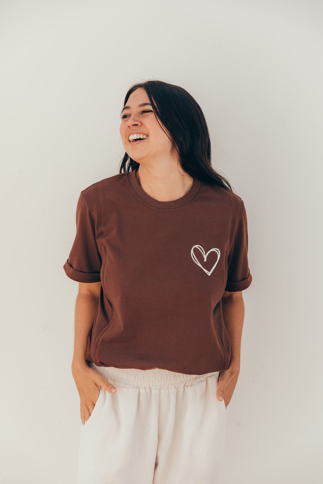 T-shirt d'allaitement marron coeur