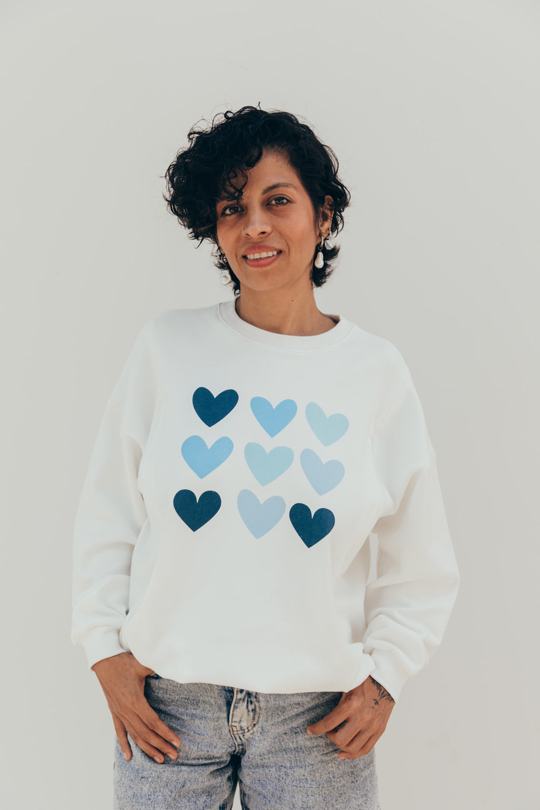 Sweat-shirt d'allaitement COEURS bleu