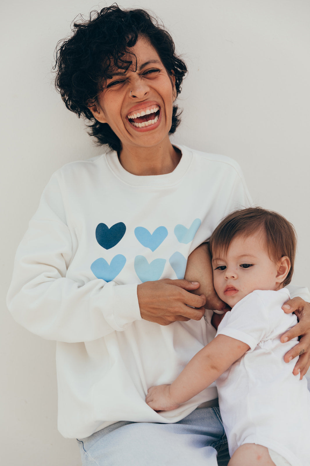 Sweat-shirt d'allaitement COEURS bleu