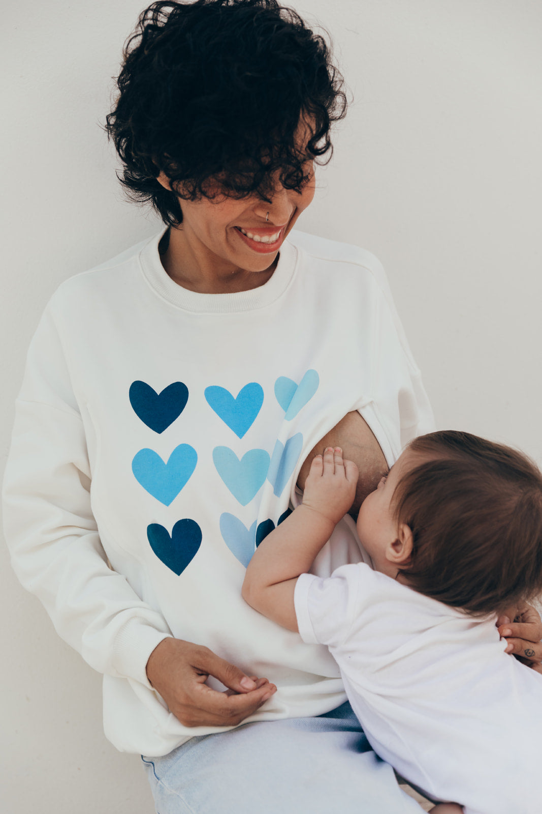 Sweat-shirt d'allaitement COEURS bleu