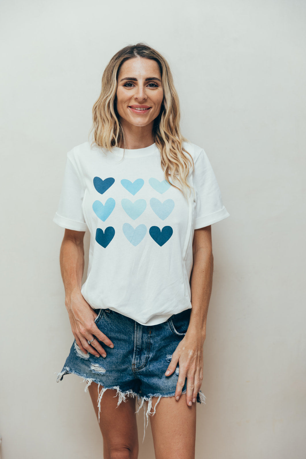 T-shirt d'allaitement COEURS bleu