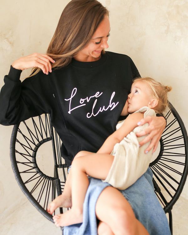 Sweat-shirt LOVE CLUB d'allaitement noir ki
