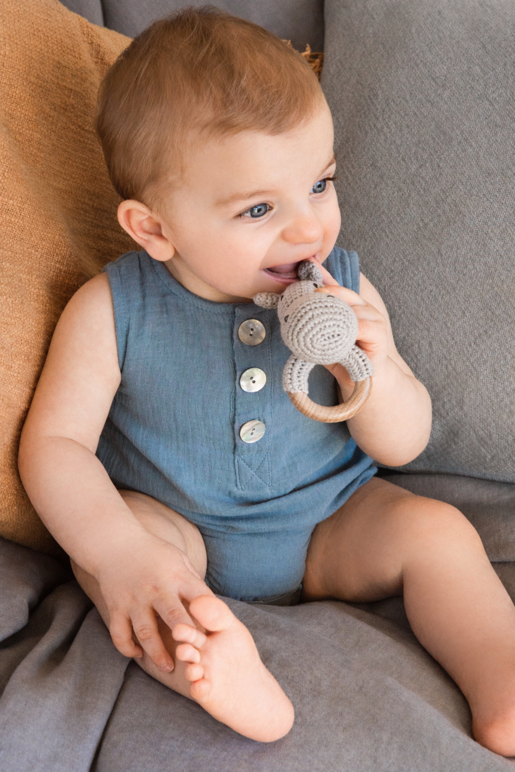 Blue tank top romper
