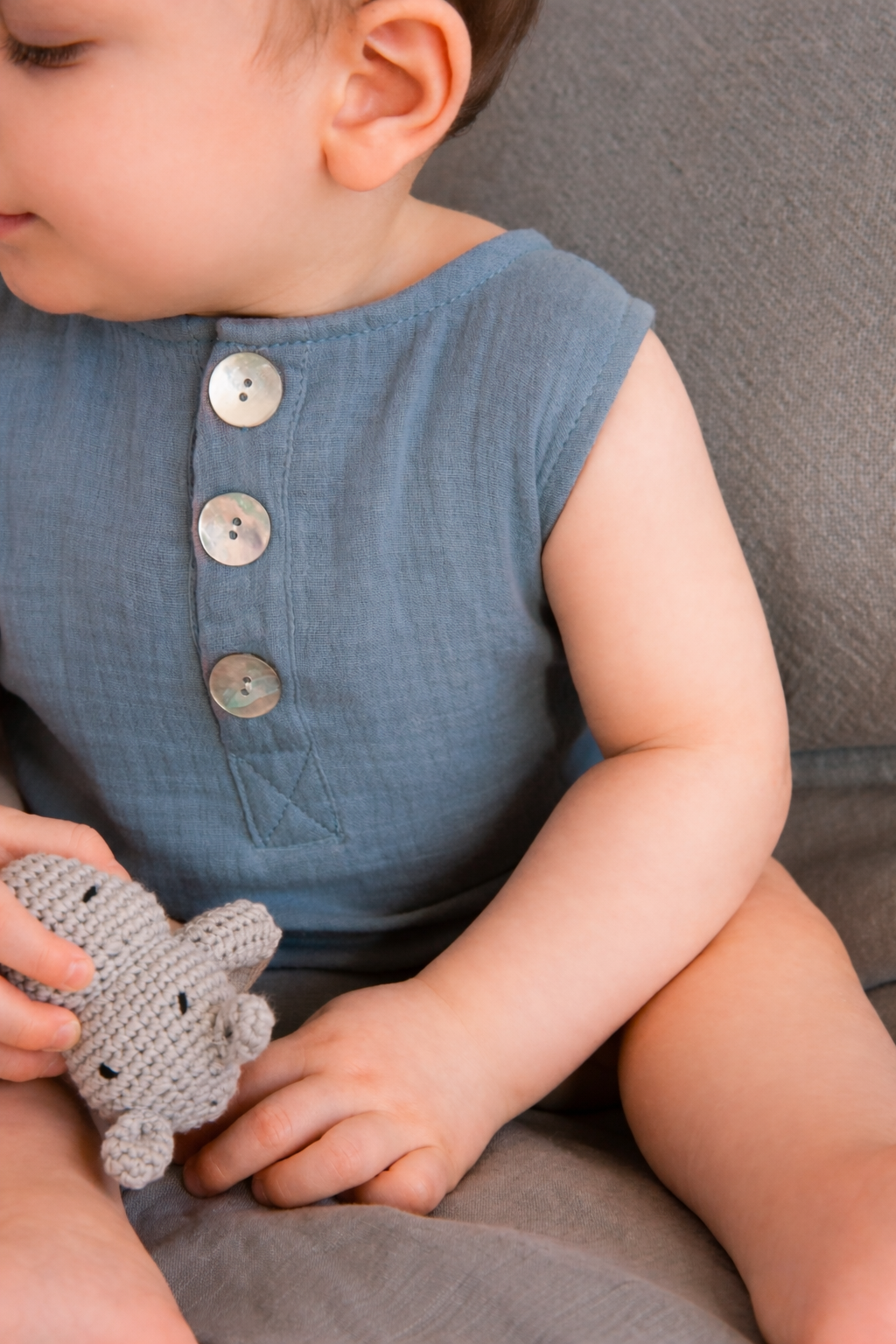 Blue tank top romper