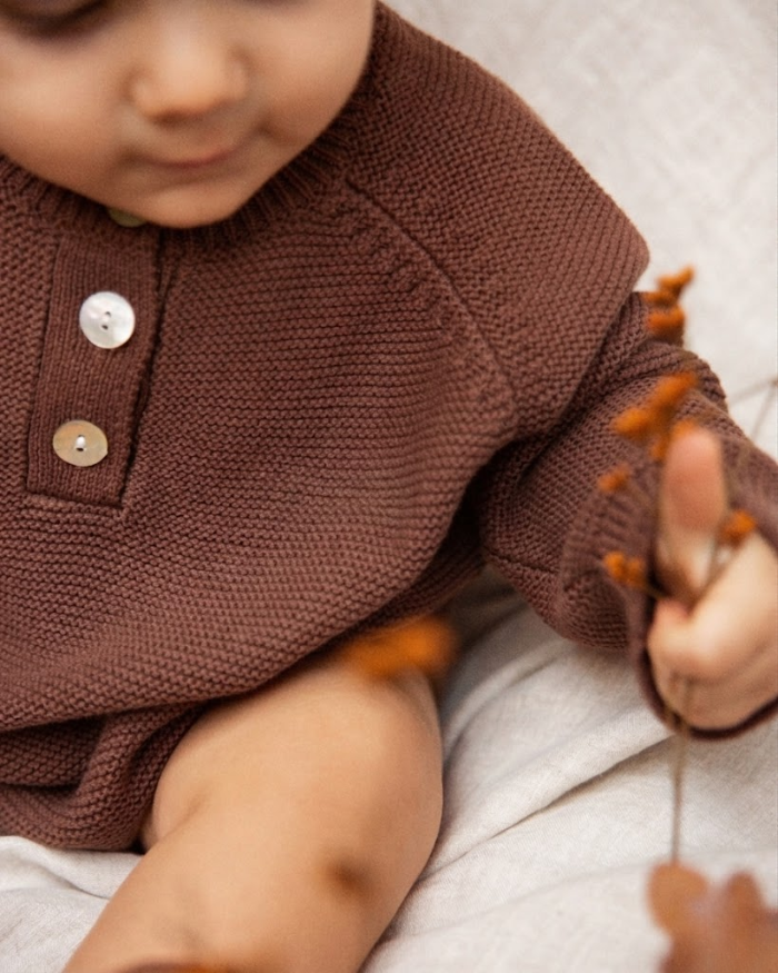 Brown knit romper
