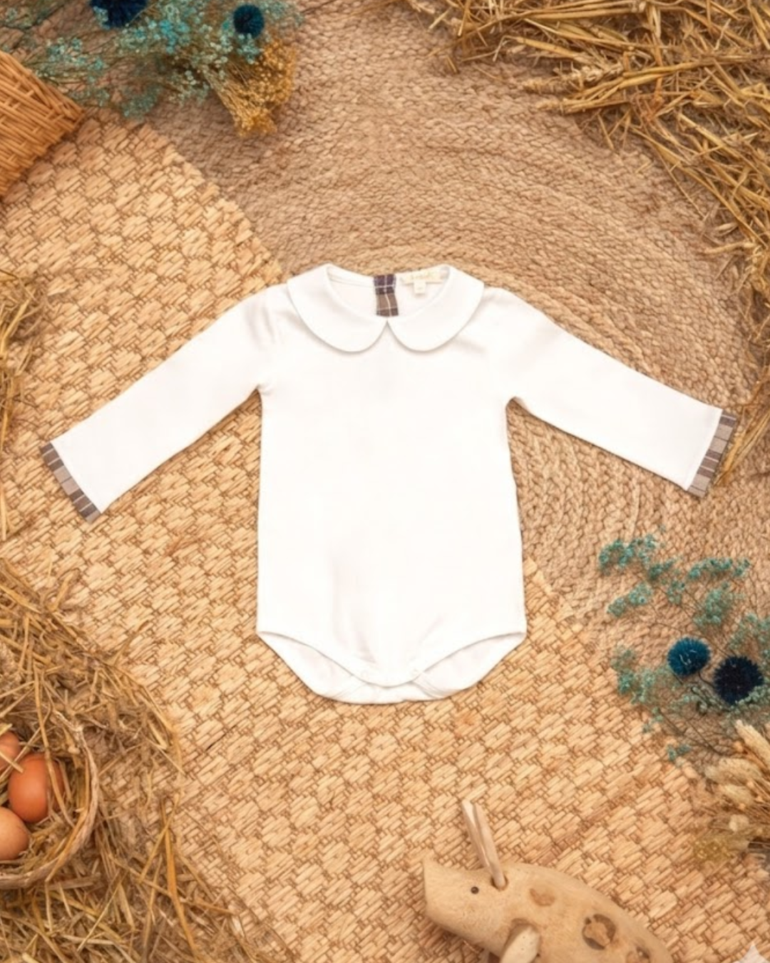 Beige checked bodysuit